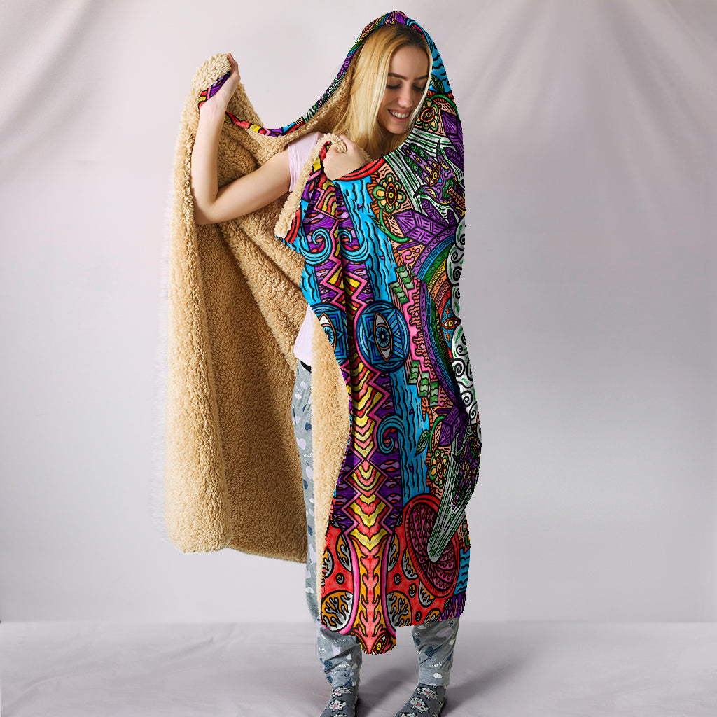 Escape into the Artist's Nature Hooded Blanket