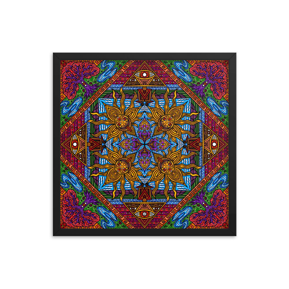 Tao of Divine Visionaries Mandala - by Bryce Holywell (Framed Poster)