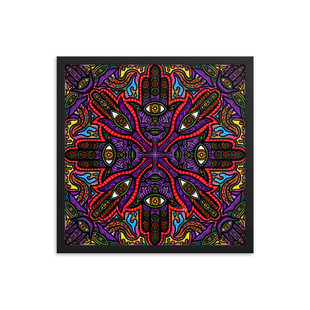 Hamsa & Tongue Mandala - by Bryce Holywell (Framed Poster)